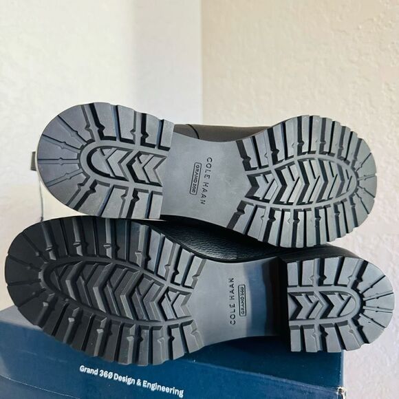 Cole Haan Camea Waterproof‎ Leather Combat Boot,  Block Heel Black, Size 9.5 NWT - Picture 12 of 16